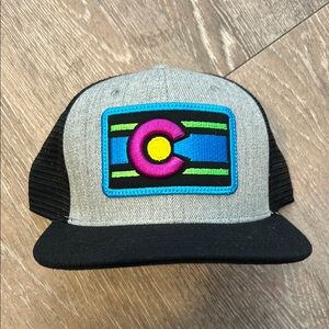 Gray and Black Trucker Hat with Colorful Patch